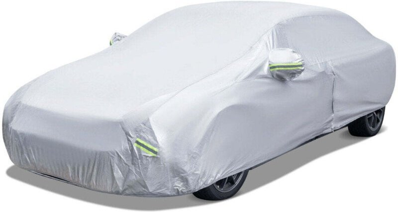 Auto abdeckplane mit reiverschluss tasche wetterfeste autoabdeckung 455 x 165 x 115 cm silber