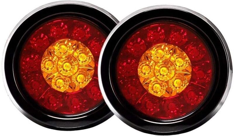 2 Stück 16 led Runde Rücklicht Bremse mit schwarzen Gummitüllen für Auto lkw Anhänger