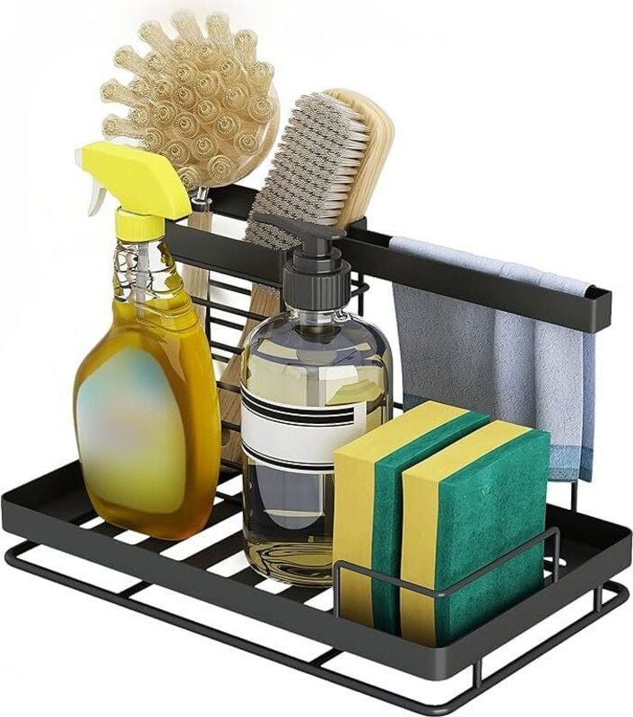 Küchenspüle-Schwammhalter, Küchenspüle-Aufbewahrung, Schwammbürstenhalter, Organizer mit Abflussschale, Aufbewahrung von...