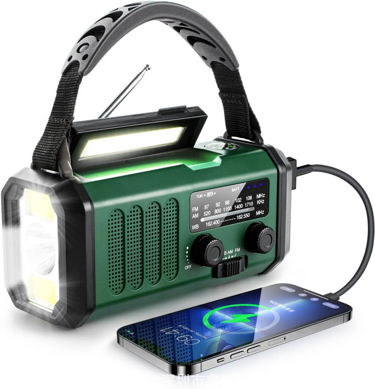 Handkurbelradio, Notfallradio, Solarradio, NOAA/AM/FM-Wetterradio, Aufladen über usb Typ-C, dynamisches Radio, Polymer-A...