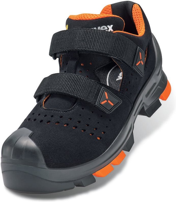UVEX 2 Sicherheits-Sandale gelocht Gr. 42 W11 S1PL ESD SR schwarz/orange 6500.2