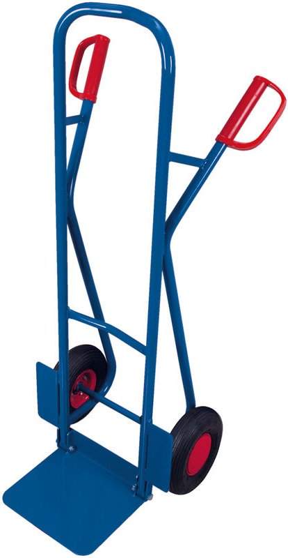 VARIOfit Stahlrohrkarren gebogenen Querstreben 250kg Tragkraft mit abklappbarer Schaufel Luftbereifung
