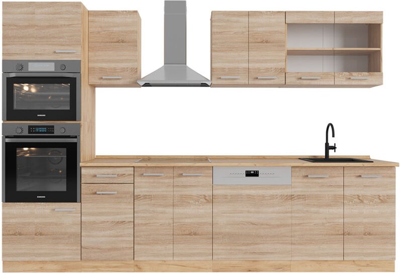 Thumbnail - Vicco - Küchenzeile R-Line, Sonoma/Goldkraft Eiche, 300 cm mit Hochschrank, ap Eiche