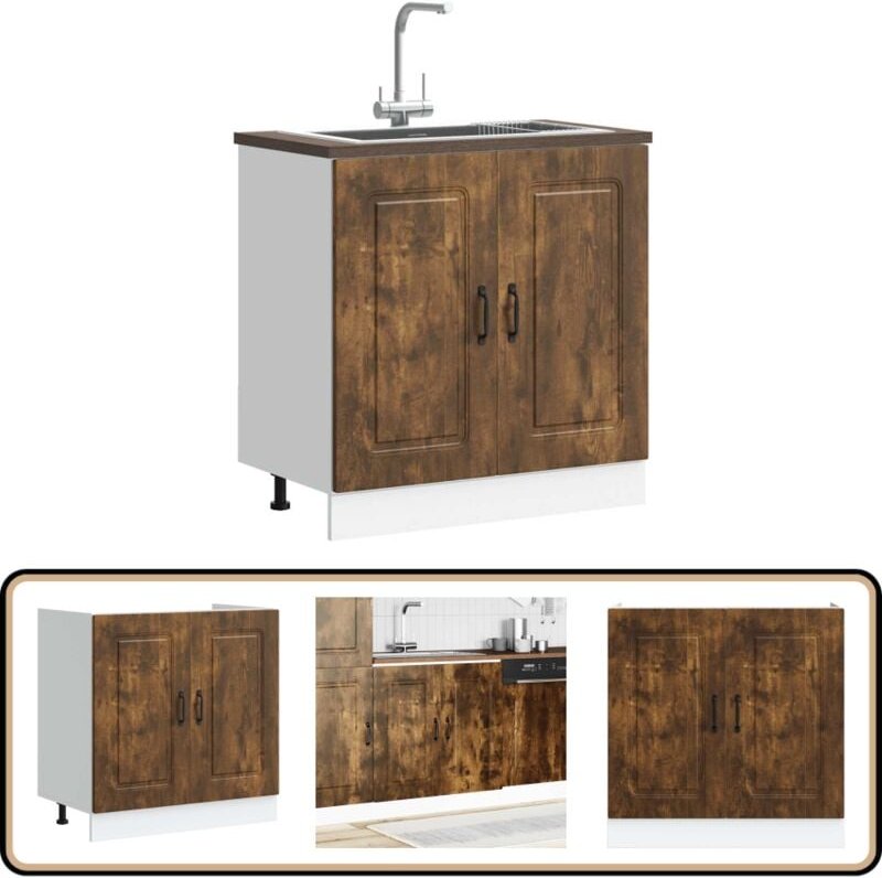 Spülenunterschrank Kalmar Räuchereiche 80x46x81,5 cm - Vidaxl