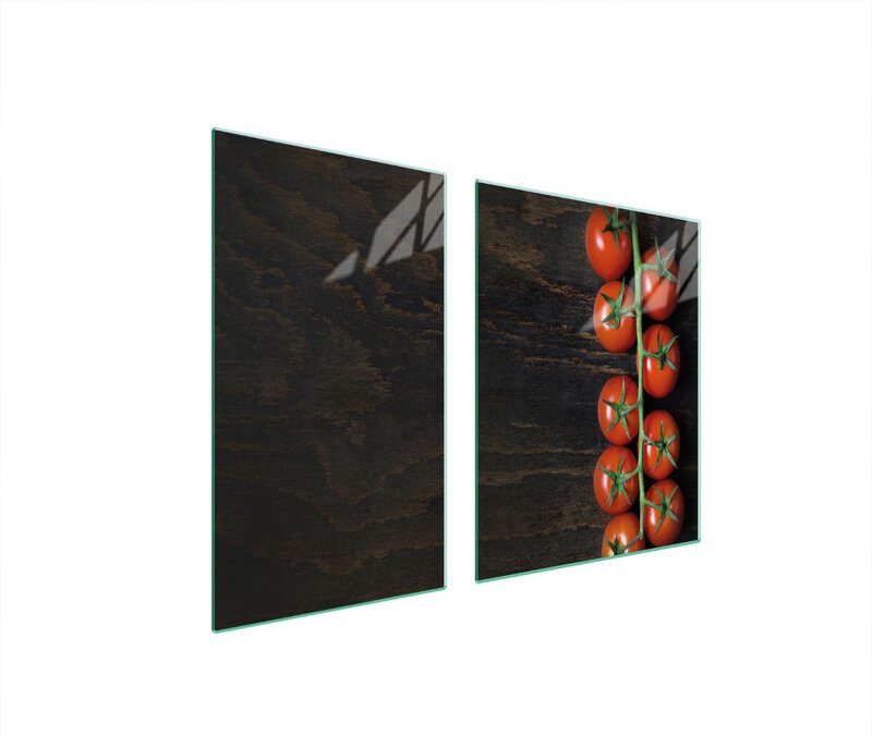 Glasplatte und Schneidebrett 100x52 Tomate