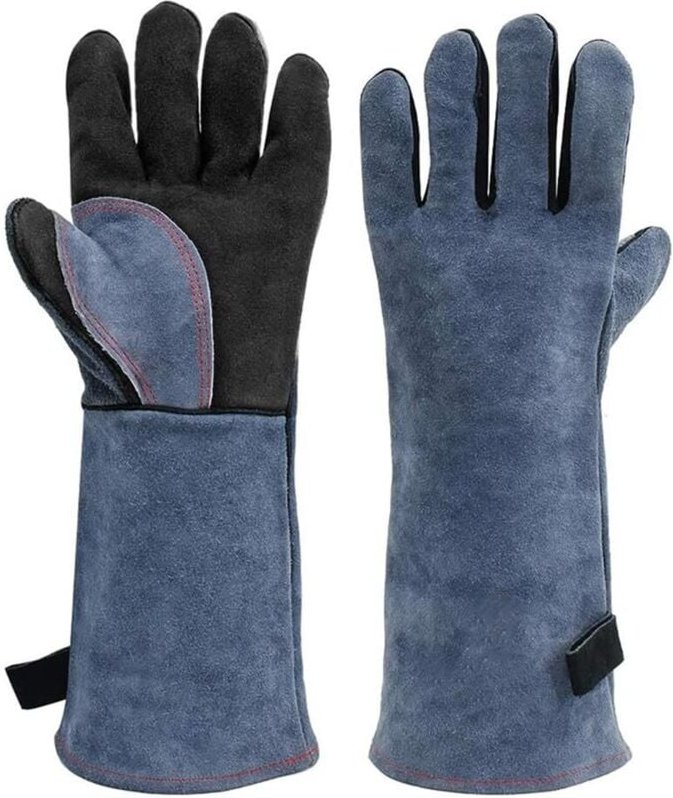 Lange, flexible, langlebige, hitzebeständige Schweißhandschuhe aus Leder. Robuste, flammhemmende Schutzhandschuhe für Gr...