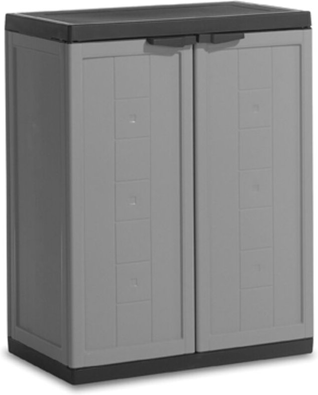 Niedriger schwarzgrauer Kleiderschrank 68x39x85H cm. Lustig