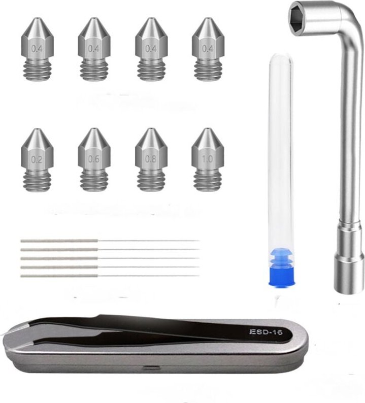 17-teiliges Werkzeugset für 3D-Druckerzubehör, Düsenabstands-Reinigungsnadel, Sechskantschlüssel