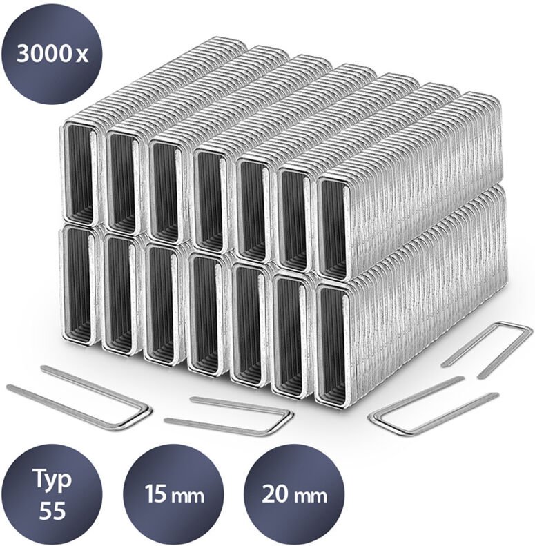 Tackerklammern-Set Typ 55, 15-20 mm Länge (3000 Stück) - Trotec