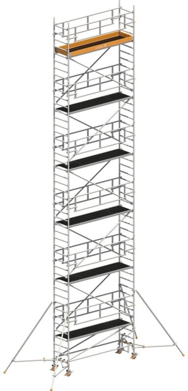 Layher Rollgerüst Uni Standard P2 Safety Plus mit Doppelgeländer und Gerüststützen 13,20m AH