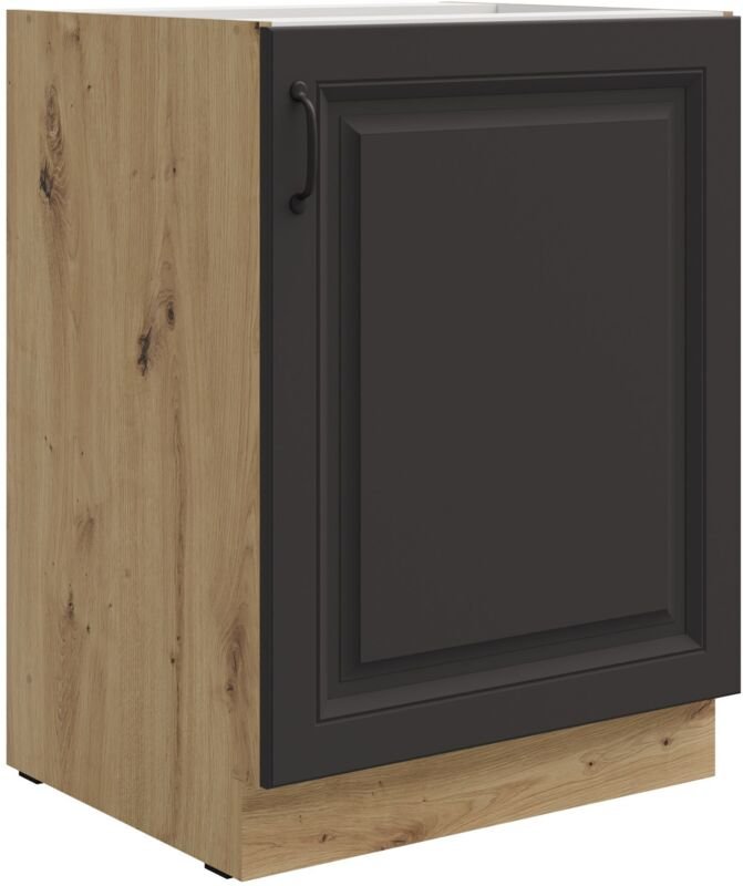 Küchen Preisbombe - Unterschrank 60 cm Stilo Grau + Eiche Artisan Küchenzeile Küchenblock Küche