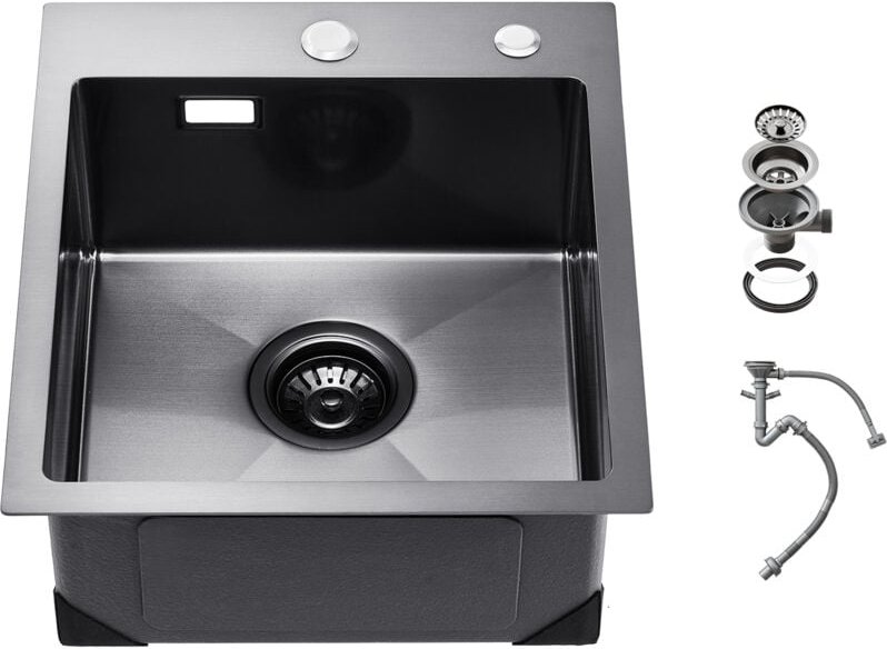 VEVOR Küchenspüle Einbauspüle Spülbecken 40 cm aus Edelstahl Spülen zur Montage auf der Oberseite, Einzelbecken mit Zube...