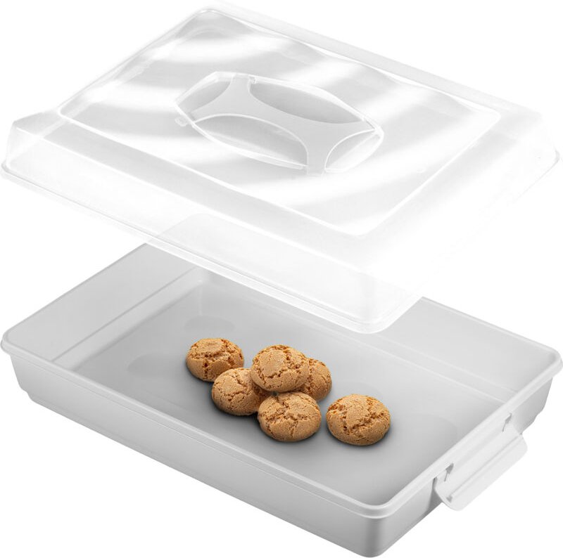 Kadax - Kuchenbox mit Deckel, Kuchenbehälter, ohne Beitrag, Grau