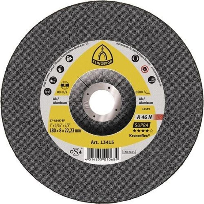 Klingspor - 2226 Schruppscheibe a 46 n Supra D125xS6mm gekröpft Aluminium Bohrung