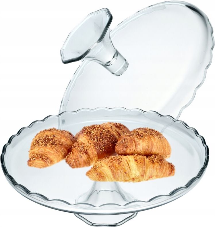 Kuchenständer aus Glas, Tortenständer mit Fuß, runde Tortenplatte - Kadax