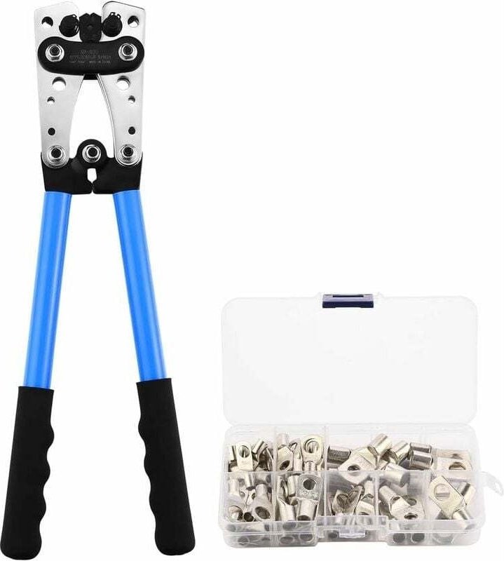 Crimpzange + 60-Klemmen-Set – awg 10-0, 6/10/16/25/35/50 mm², elektrische Klemmen-Crimpzange für Elektriker - Lntyq