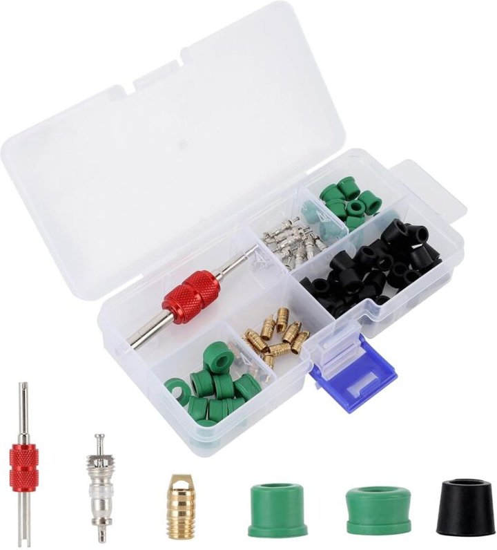 HVAC-Schlauchdichtungen, HVAC, 71-teiliges Reparaturset für Klimaanlagen, Reparaturwerkzeug, 10 Ventilkerne, 50 Schlauch...
