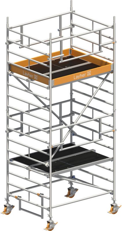 Layher Rollgerüst Uni Kompakt P2 Safety Plus mit Doppelgeländer 5,20m AH