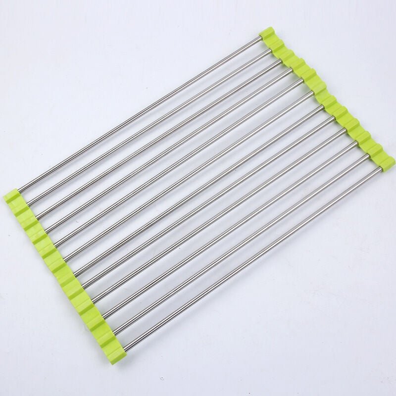 Grünes Abtropfgestell, 12 Rohre, 50 x 23 cm, 1 Küchenspülmatte, faltbares Abtropfgestell, Wasserfilter-Abtropfgestell, E...