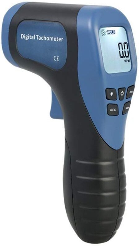 Tragbarer digitaler Laser-Tachometer, berührungsloser Drehzahlmesser, Motordrehzahlmesser, Pistole, Messbereich: 2,5–999...