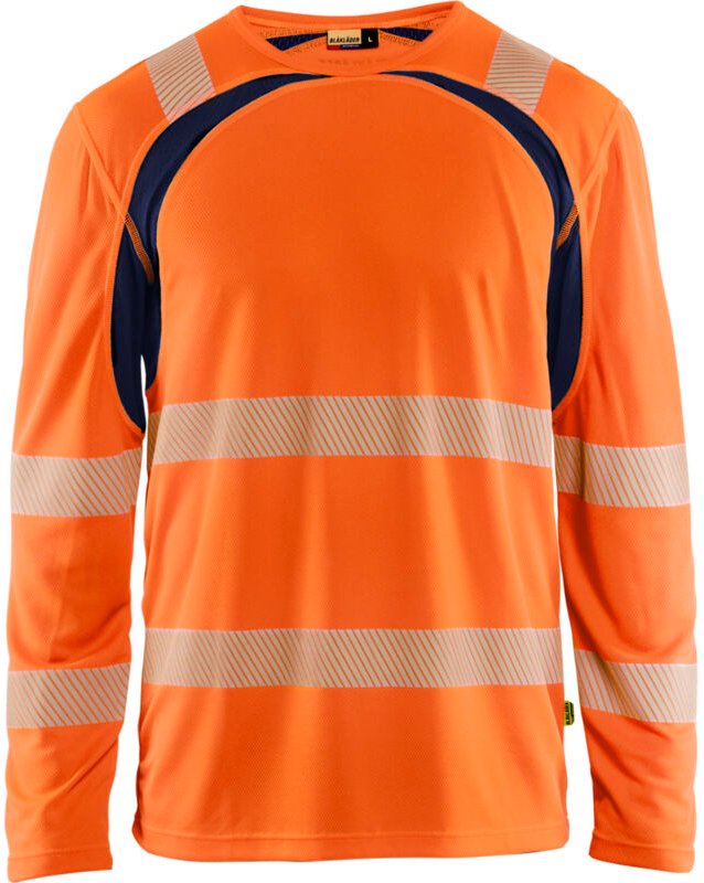 Arbeits-T-Shirt mit langen Ärmeln, Hochsichtbarkeit 3599 - Orange/Navy M