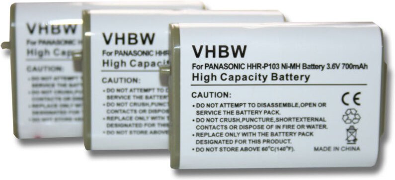 Vhbw - 3x Akku kompatibel mit ge TL26413, TL96413 schnurlos Festnetz Telefon (700mAh, 3,6V, NiMH)