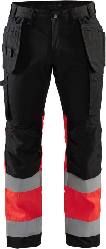 Hochsichtbarer Stretch-Arbeitshose 1558 - Schwarz/Neonrot XL - FR(50) - SE(C56) - Lang