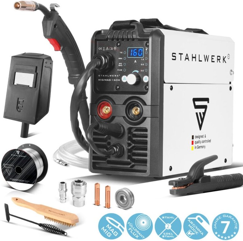 STAHLWERK Schweißgerät MIG MAG 160 M IGBT 5 in 1 Kombigerät mit 160 Ampere