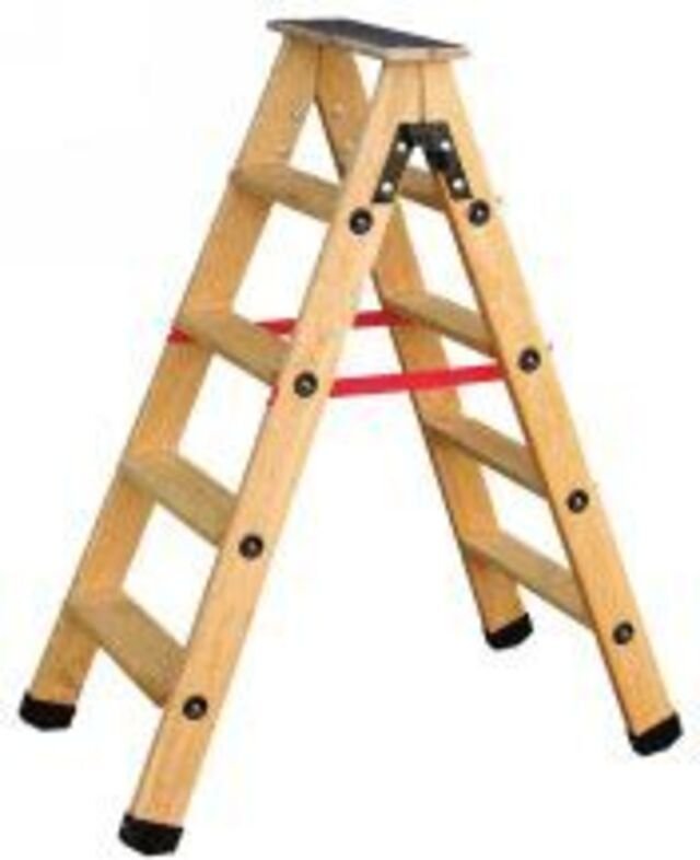 Doppelseitige Trittleiter mit Gurt, 5 Stufen + Ablage Outifrance