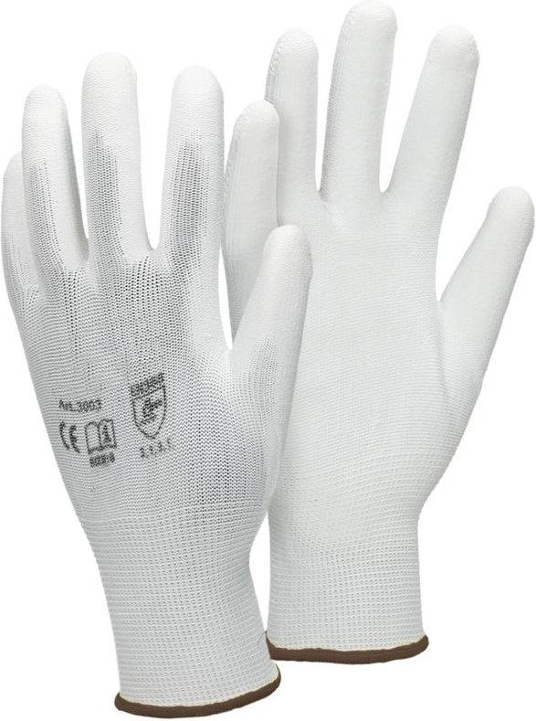 ECD Germany 1 Paar Arbeitshandschuhe mit PU-Beschichtung, Größe 9-L, Weiß, atmungsaktiv, rutschfest, robust, Mechanikerh...