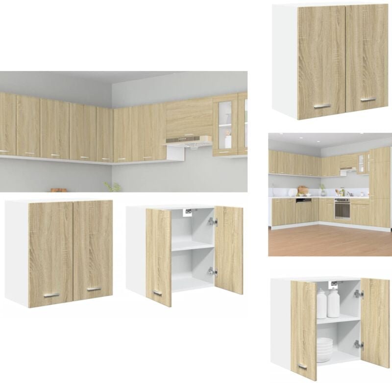 Hängeschrank Sonoma-Eiche 60x31x60 cm Holzwerkstoff - Hängeschrank - Küchenregal - Wandregal - Wohnraumorganisation - Ho...