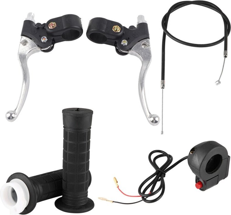 Griffe, Lenkergriffe mit Not-Aus-Schalter, Gas- und Bremshebel-Set für Pocket Bike Mini-Motorrad