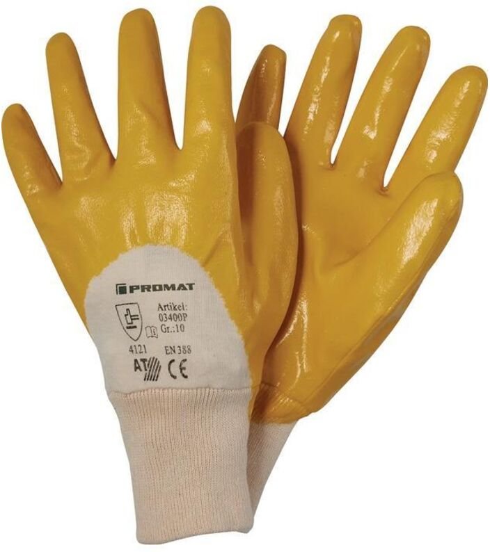 Promat - Handschuhe Ems Größe 9 gelb besonders hochwertige Nitrilbeschichtung en