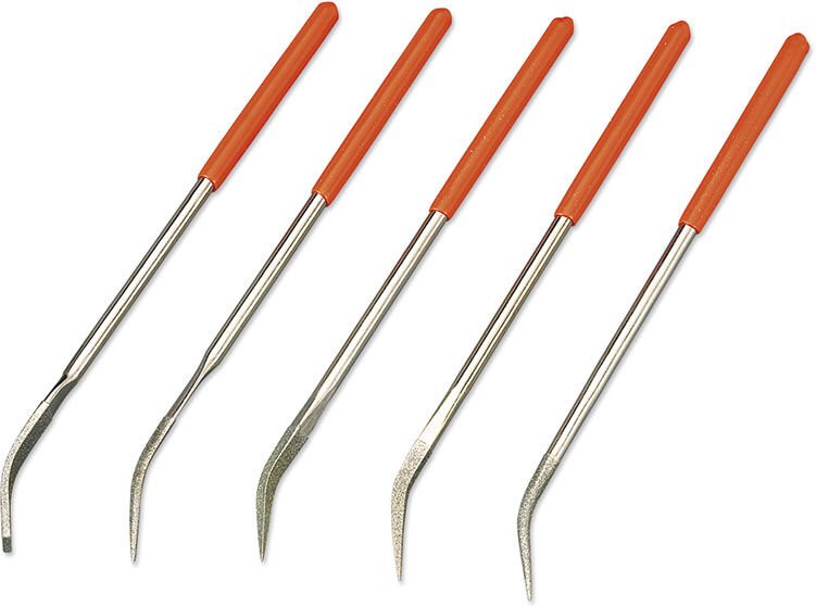 Set mit 5 gebogenen Diamant-Nadelfeilen 140 mm Fervi l011
