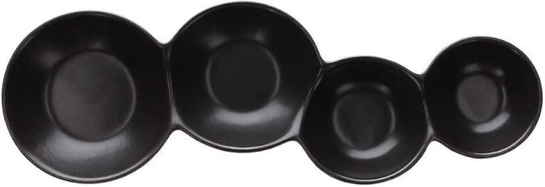 Tognana - Vorspeisenteller 4 Fächer 28x9x2,5h cm aus schwarzem Porzellan