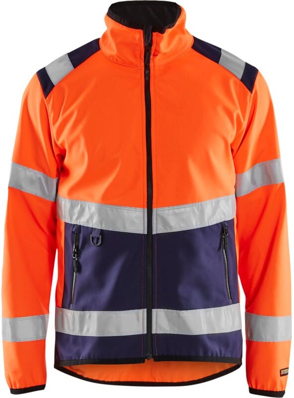 Thumbnail - Hochsichtbare Softshell-Arbeitsjacke 4877 - Neonorange/Navy XS