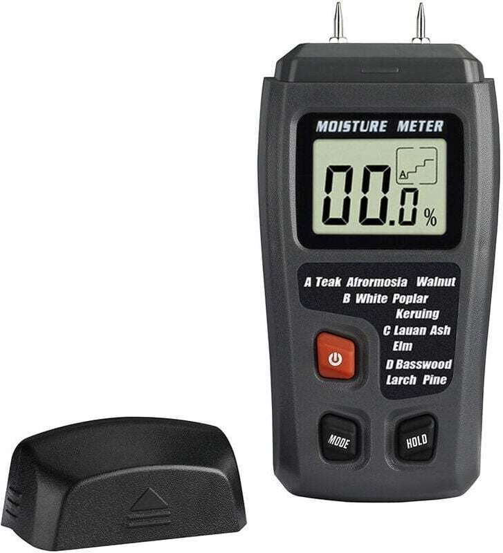 2-poliger Holzfeuchtetester, digitaler Feuchtigkeitsdetektor mit HD-LCD-Display, Holzhygrometer für Holz, Baumstämme, Be...
