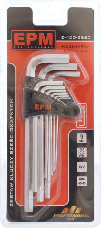 Inbusschlüsselsatz Typ L 9-Teilig Mittel - E-400-2560