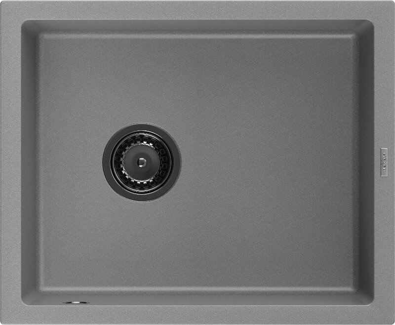 Mexen Pedro 1-Becken-Granit-Spüle 560 x 460 mm, Grau, Siphon Schwarz - 6508561000-71-B