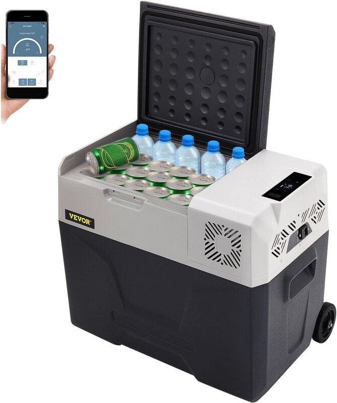 VEVOR 40L Autokühlschrank Kompressorkühlbox Edelstahl Urlaub Isolierbox Mini Kühlschrank Kühlbox Auto und Steckdose