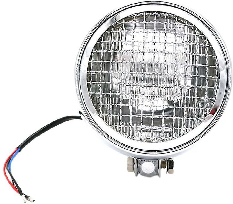 Silber + weiß Retro Vintage Motorrad Universal Led Scheinwerfer mit Grille Motorrad Beleuchtung Kopf
