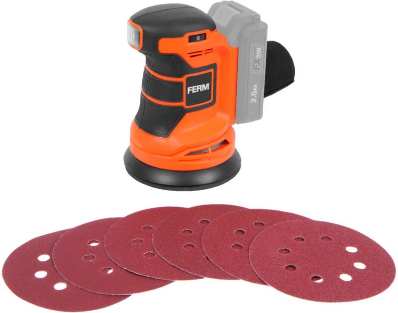 Thumbnail - ESM1014 FERM AX-POWER Akku-Exzenterschleifer - 20V - Ohne Akku und Ladegerät.