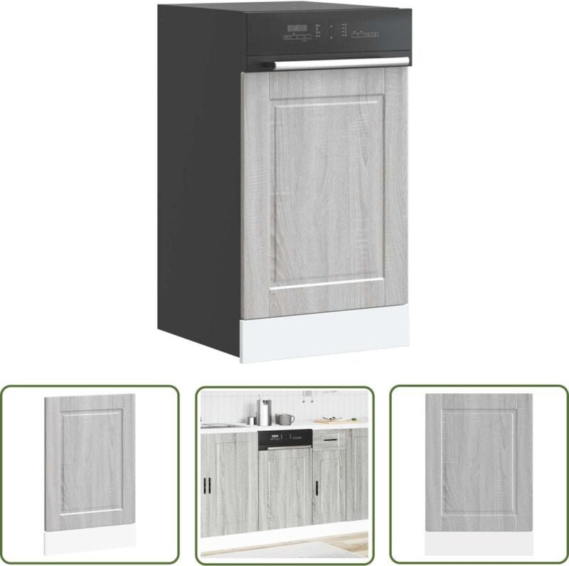 The Living Store - vidaXL Geschirrspülerblende Porto Grau Sonoma 45x1,5x67 cm