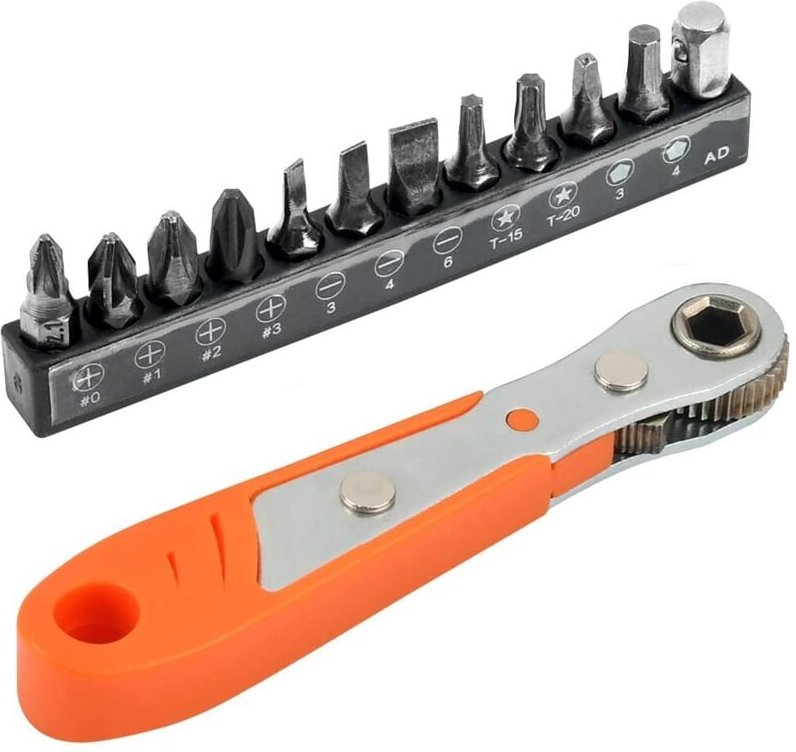 13-teiliges Set, Kreuzschlitzschraubendreher, Ratschenschraubendreher, Vorwärts- und Rückwärts-Winkelschlüssel, Schlitzs...