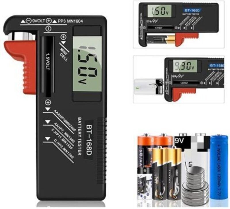 Mumu - Digitaler Batterietester, Universal Batterietester, Batterietester, für aa, aaa, c, d, PP3, 9V, 1,5V, Knopfzellen...