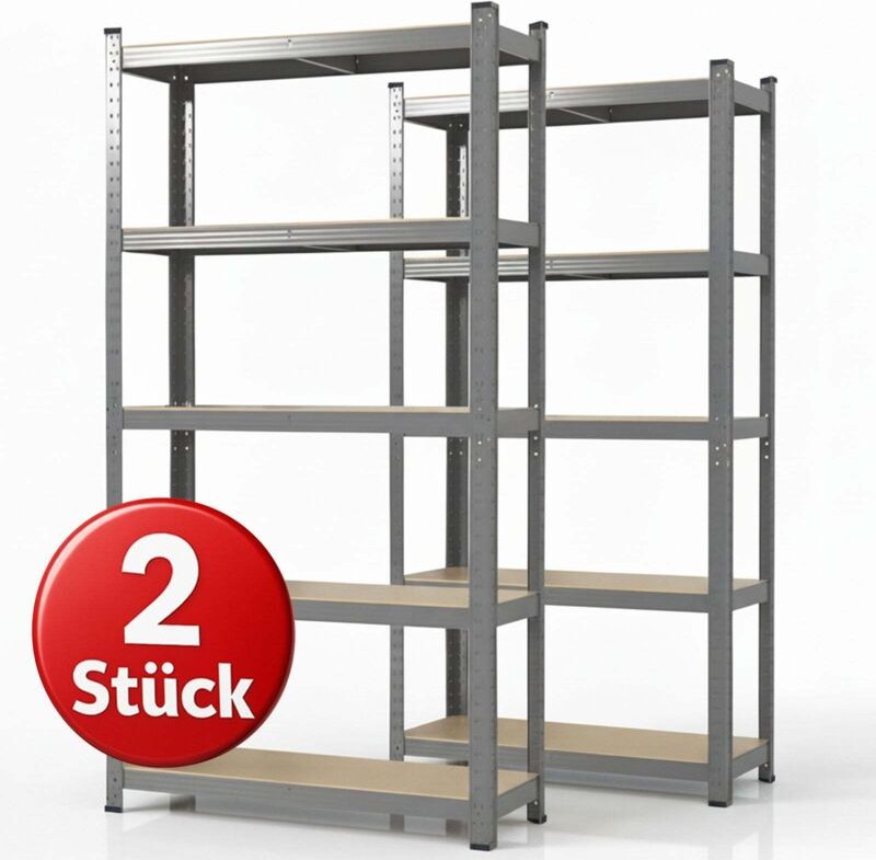 Schwerlastregal Lakota Traglast bis 875 kg Individuell einsetzbar Grau 200 x 100 x 50 cm