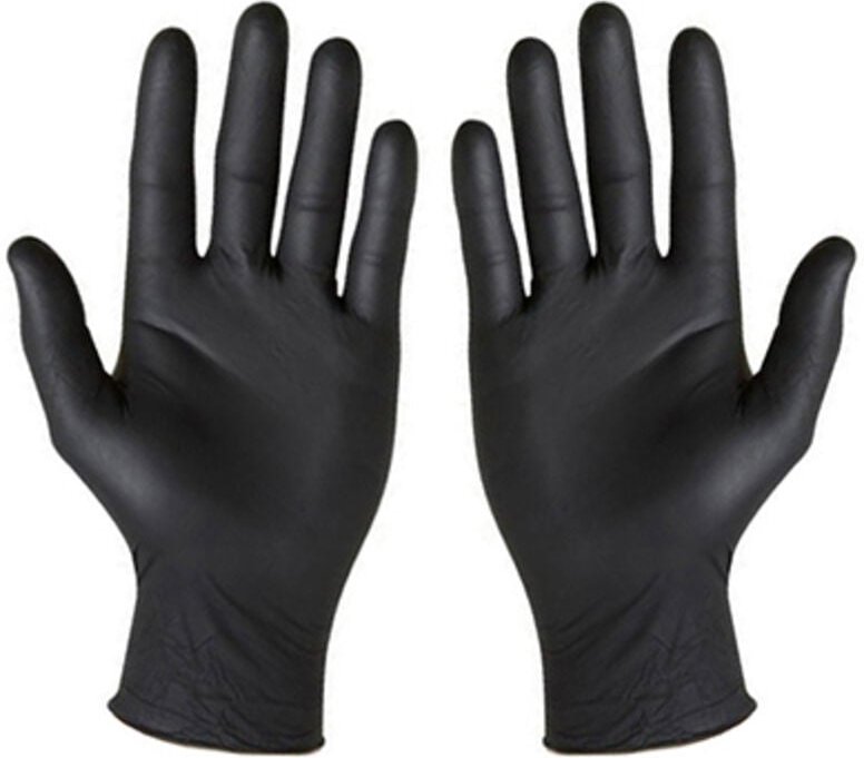 Schachtel mit 100 schwarzen puderfreien Nitrilhandschuhen, Größe 7, klein, gd23bb