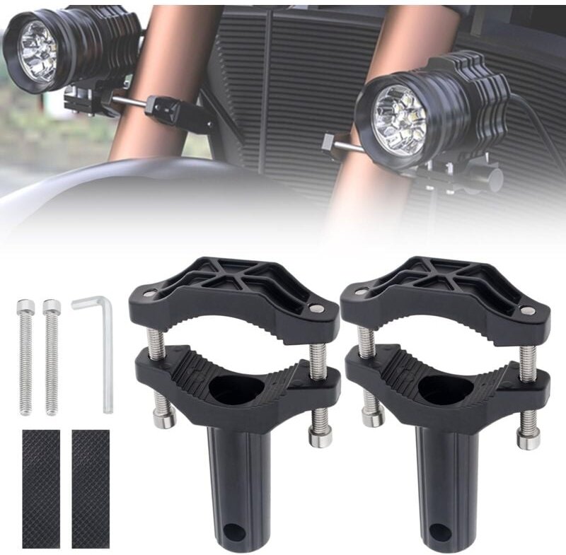 2 Stück Halterungen für Vorderradgabel-Licht, rundes Motorrad-Stützrohr, Arbeitslicht-Montagehalterung, Verlängerungsroh...