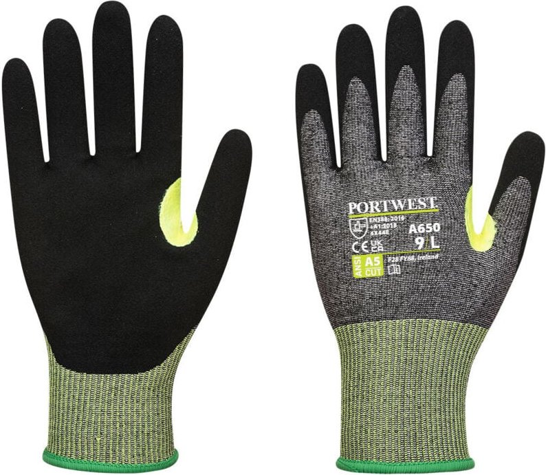 Thumbnail - Schutzhandschuhe CT gegen Schnittverletzungen, Nitril-Schaum F13, Grau/Schwarz, Größe L – Größe 9