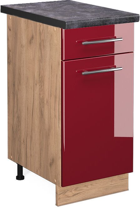 Vicco - Küchenunterschrank Fame-Line, Bordeaux Hochglanz, 40 cm , ap Anthrazit